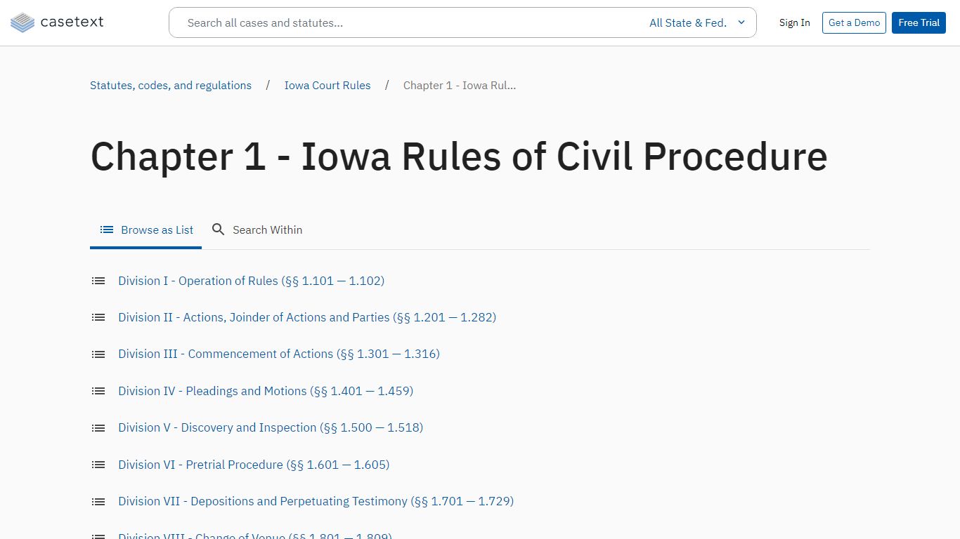 Chapter 1 - Iowa Rules of Civil Procedure - Casetext